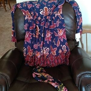 Nwt,xl,Liz Claiborne,dress; *"EASTERN FLORAL" PATTERN,NAVY